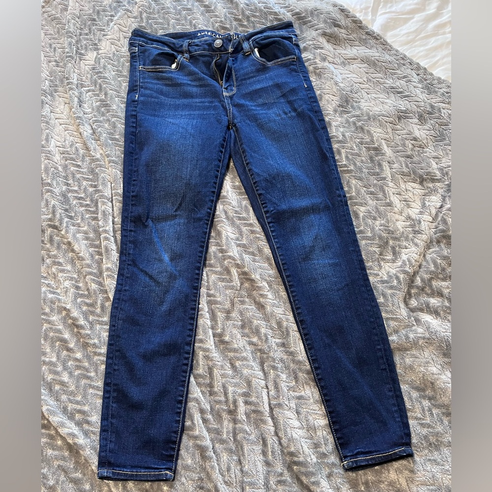 American Eagle Outfitters Dark Indigo Stretch Skinny Jeans 12 - Picture 2 of 5